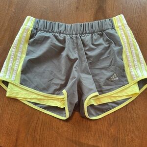 Adidas Gray and Yellow Athletic Shorts Lightweight Elastic Waist